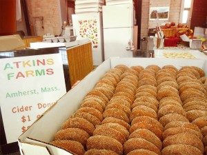 Fresh box of Atkins Farms cider donuts, Amherst